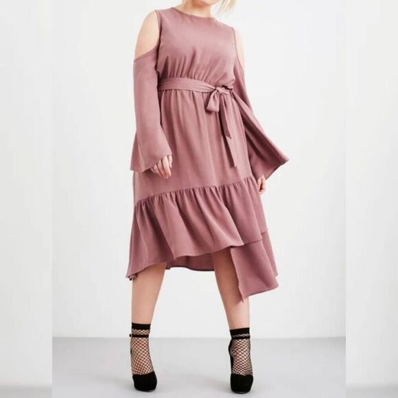 Lost Ink Nordstrom Cold Shoulder Dress Dusty Rose NWT size 20 - Picture 1 of 6